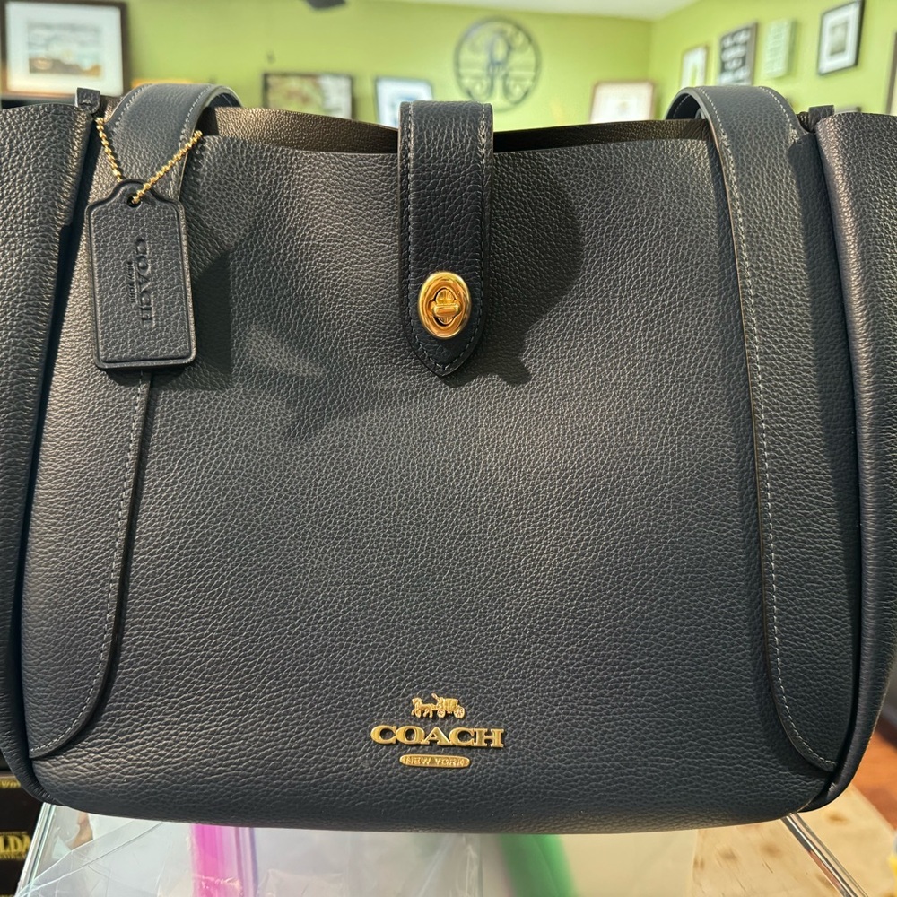 Coach Dark Gray Leather Shoulder Bag